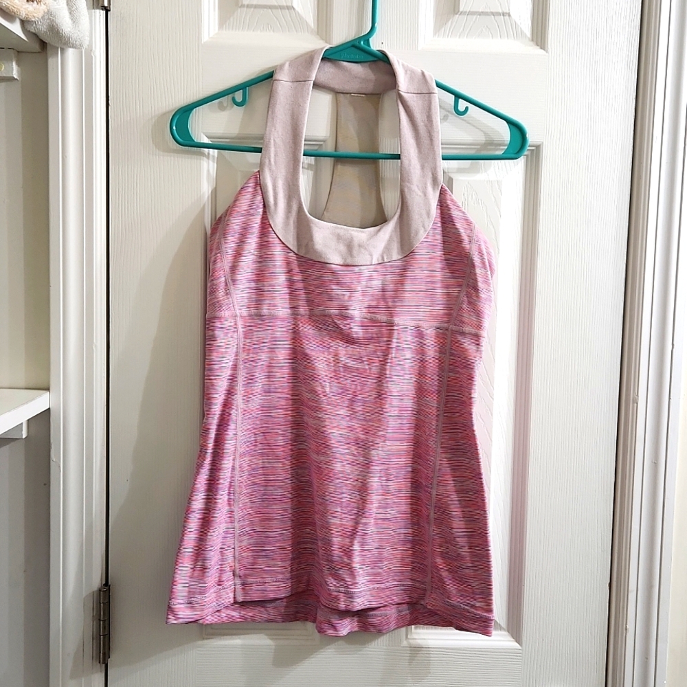 Lululemon Space Dye pink purple racerback tank top Sz 8 EUC